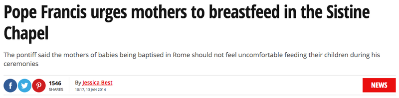 Illustration for article titled For the 5th Time, Yes, Pope Francis Is Serious About Breastfeeding in the Sistine Chapel